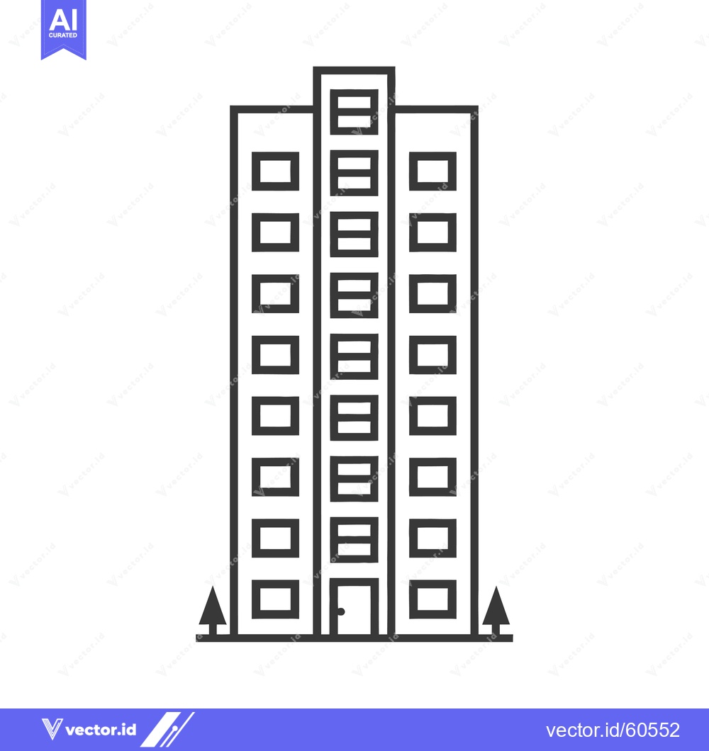 Premium Vector dari Apartment Building Icon Simple Line Drawing