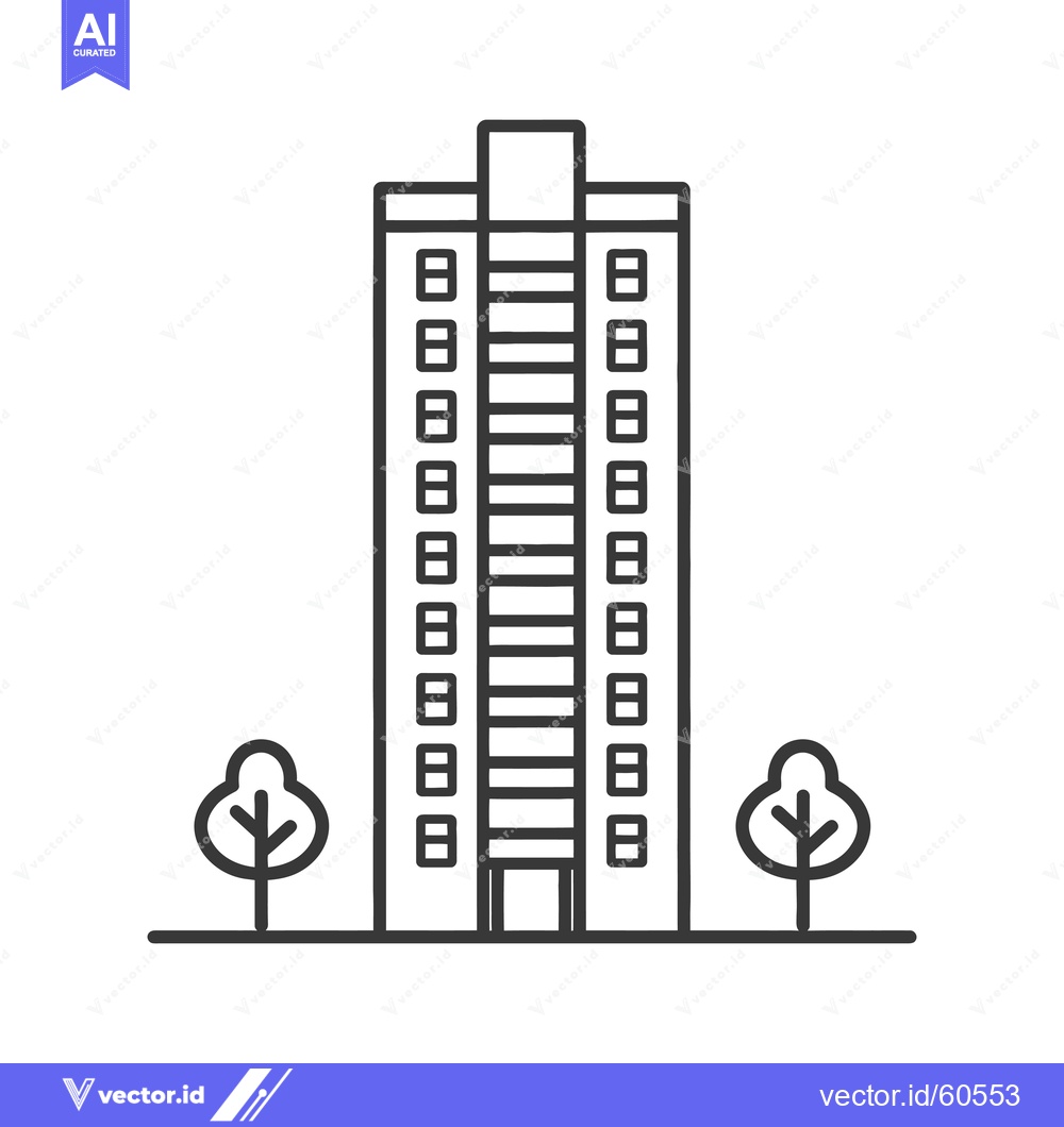 Premium Vector dari Apartment Building with Two Small Trees Nearby