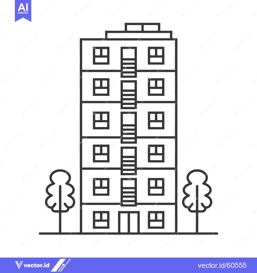 Premium Vector of Apartment Building Illustration With Trees