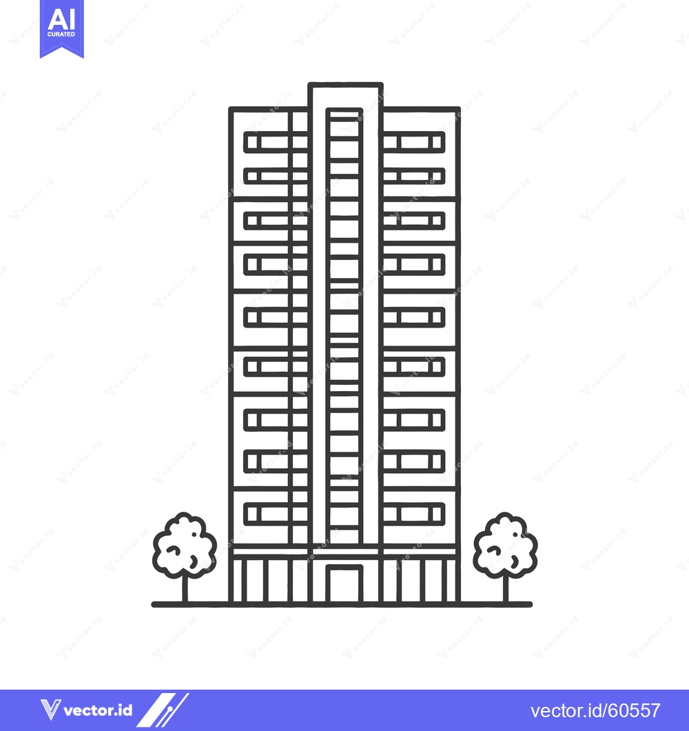Premium Vector dari Modern Apartment Building with Trees