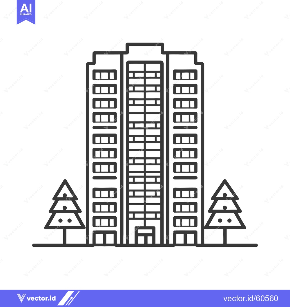 Premium Vector dari Apartment Building with Two Christmas Trees