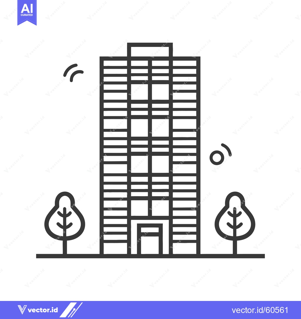 Premium Vector dari Modern Office Building with Trees and Wifi Signals