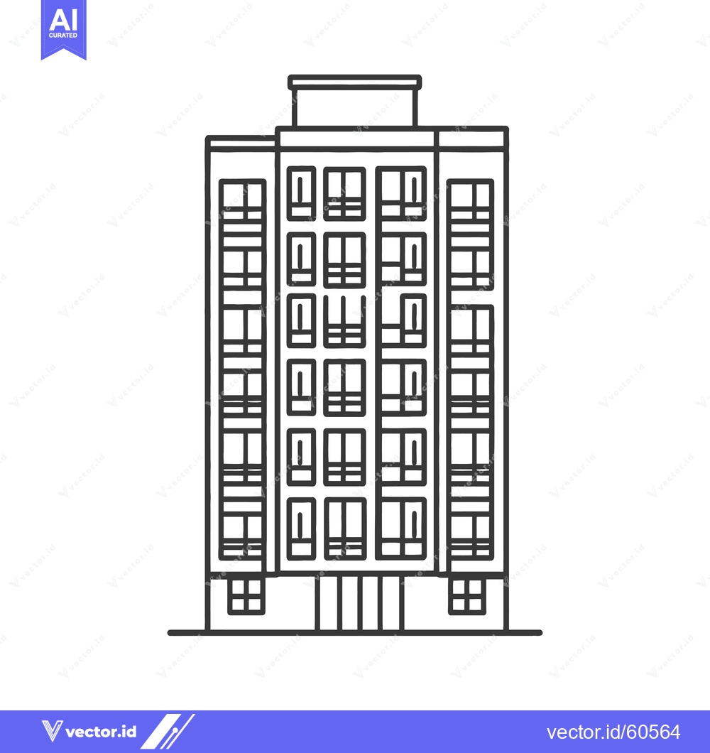 Premium Vector of Apartment Building Line Art Simple Design Illustration