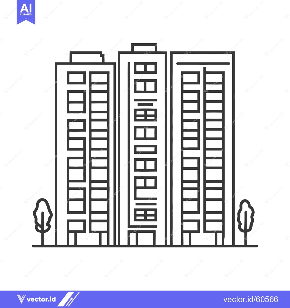 Premium Vector of Three Apartment Buildings With Trees Beside Them