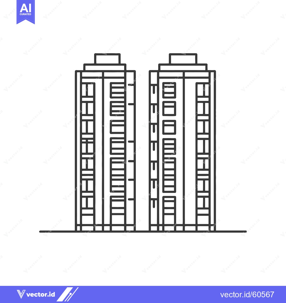 Premium Vector dari Two Tall Buildings Side By Side Cityscape Design