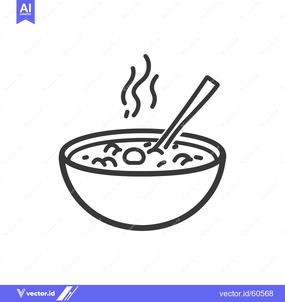 Premium Vector dari A bowl of hot soup with a spoon inside