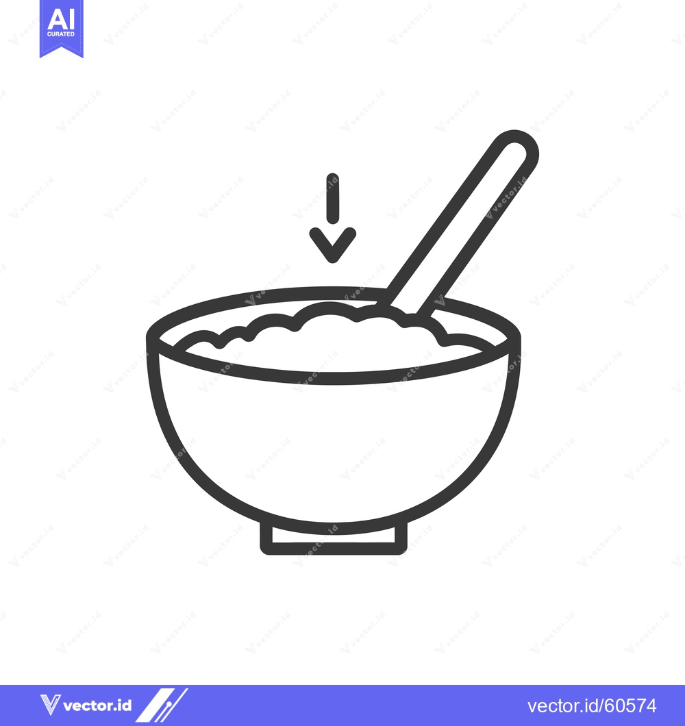 Premium Vector dari Stirring food in a bowl with a spoon
