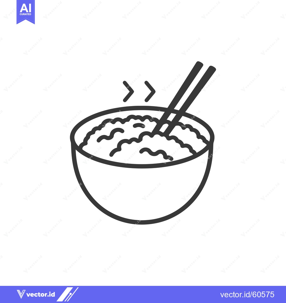 Premium Vector dari A bowl of steaming rice with chopsticks