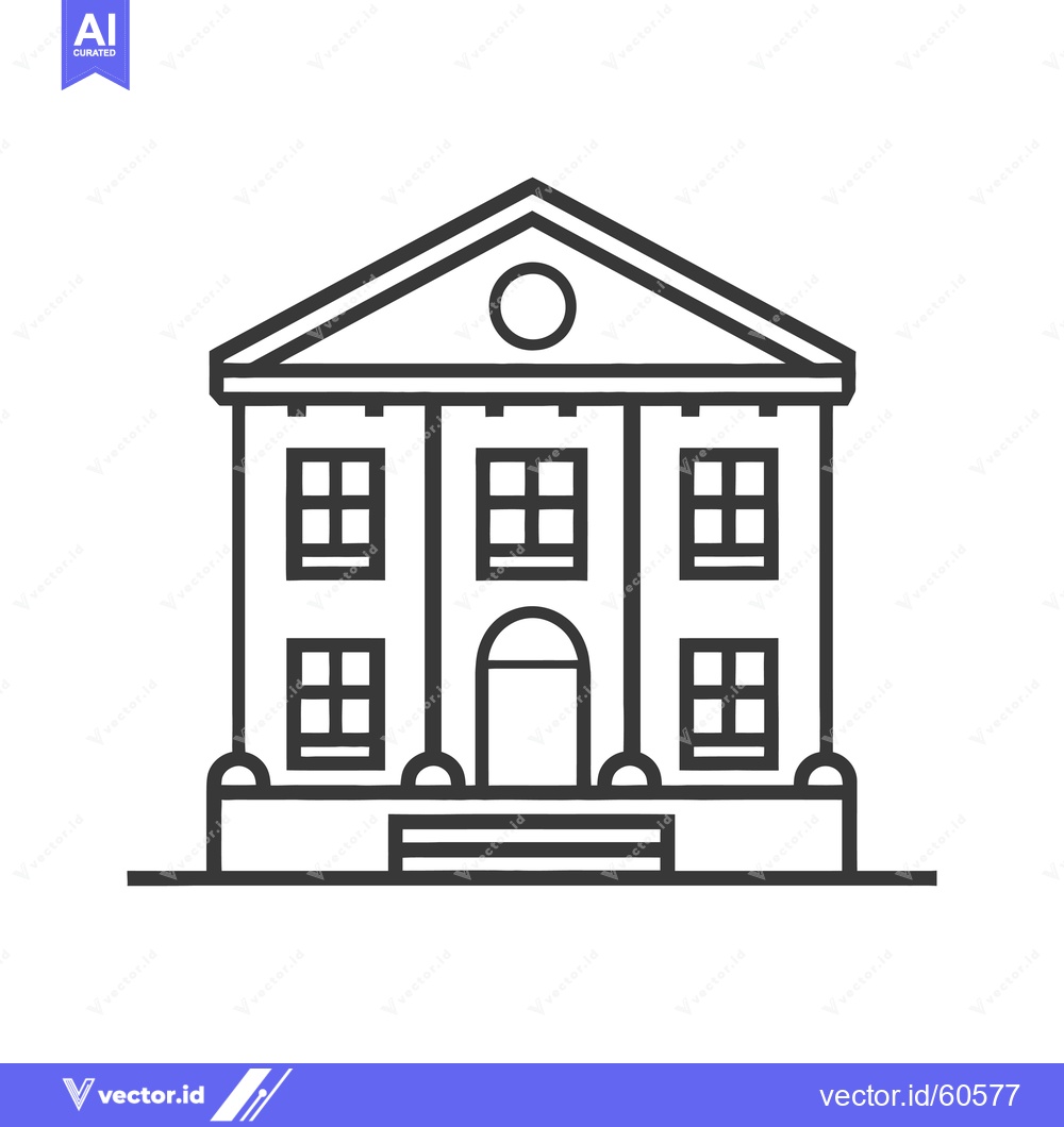 Premium Vector dari Classic Building Architectural Line Drawing Design