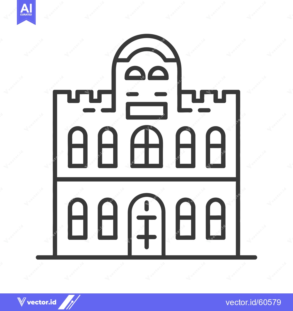 Premium Vector of Line art illustration of a two story building