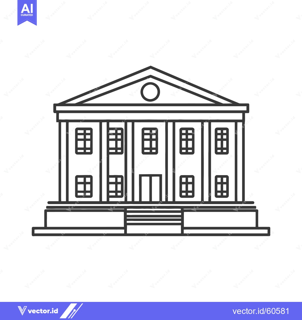 Premium Vector of Classic Building Facade Architectural Design Illustration