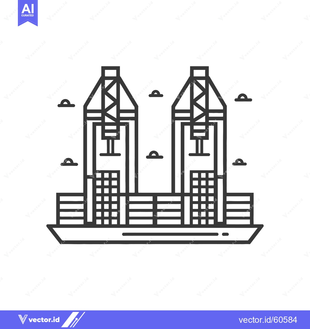 Premium Vector dari Cargo Ship with Gantry Cranes at a Port
