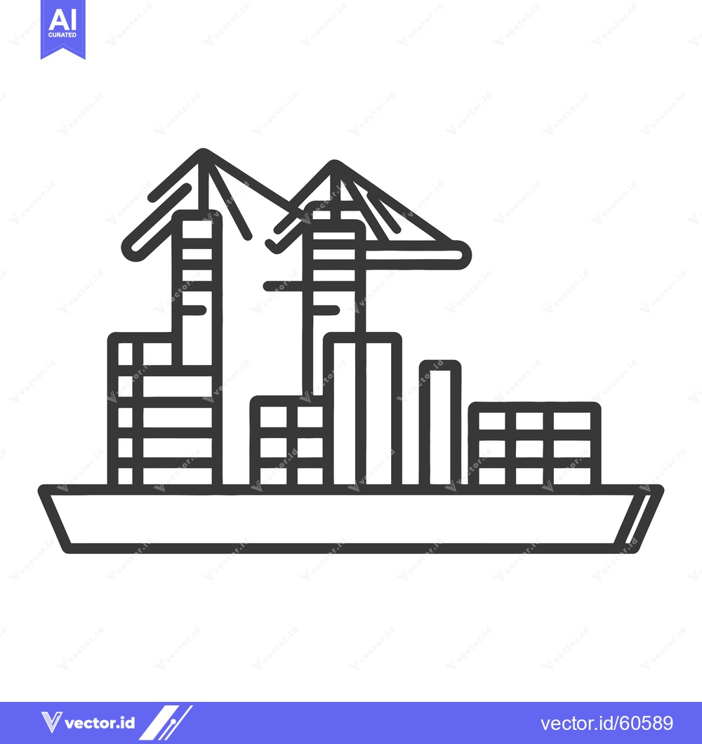 Premium Vector of Container Ship Being Loaded by Gantry Cranes
