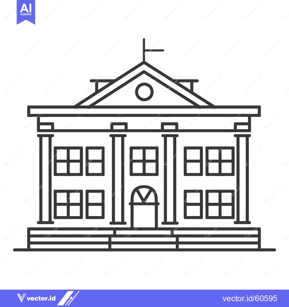 Premium Vector of Classic Building Architectural Line Drawing Design