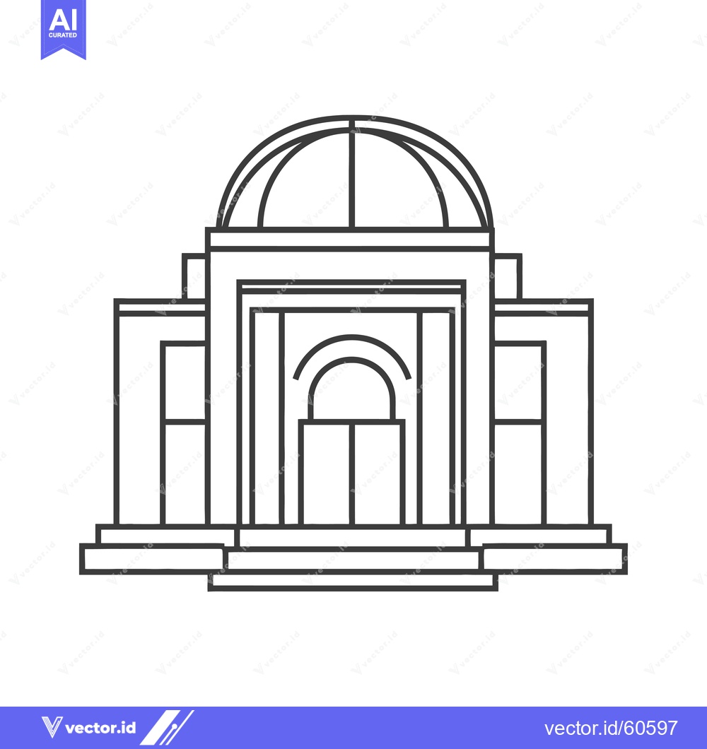 Premium Vector dari Line drawing of a classical style building with a dome