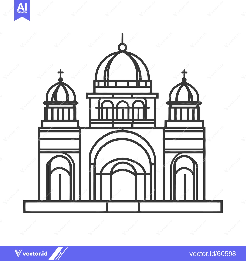 Premium Vector dari Elegant Line Drawing of a Grand Cathedral Building