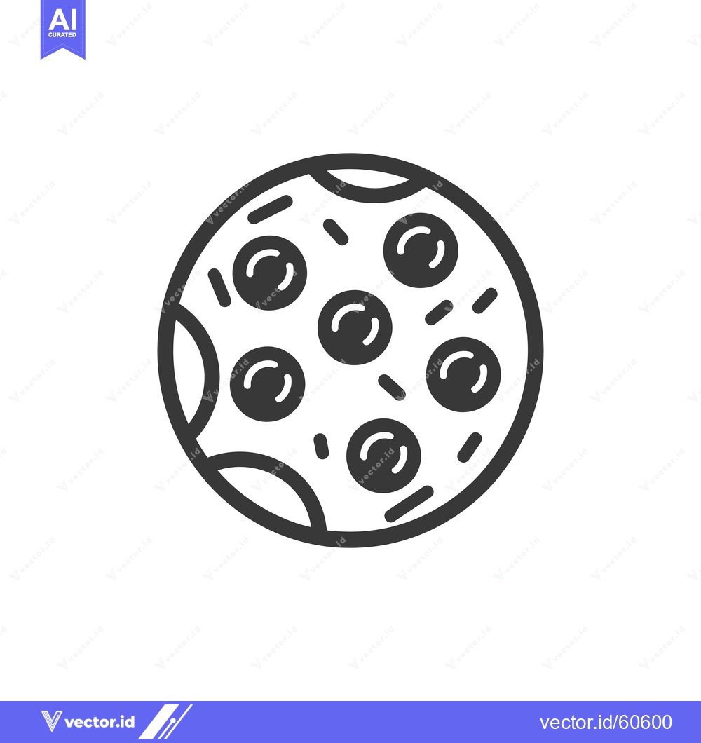 Premium Vector dari Line art illustration of a round cookie with chocolate chips