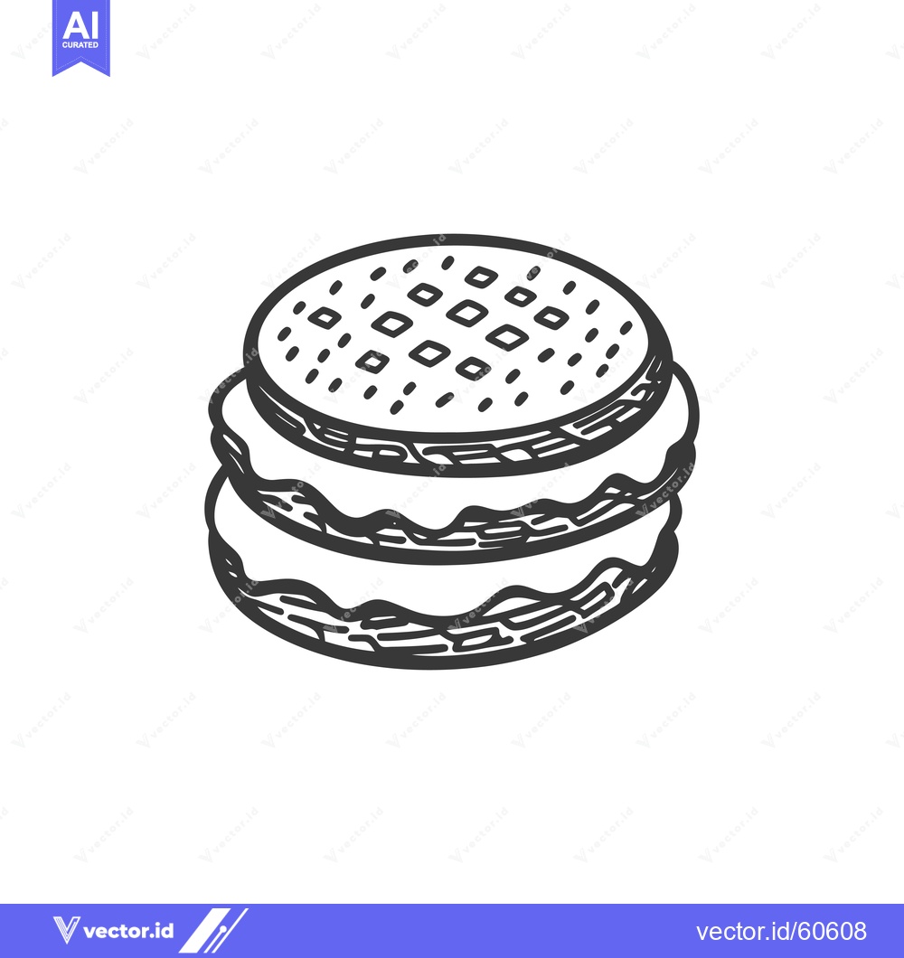 Premium Vector dari A Hand Drawn Sketch Of A Delicious Waffle Sandwich
