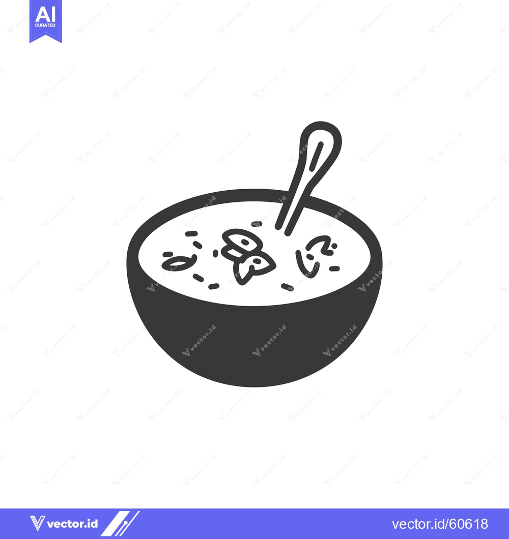Premium Vector of A bowl of soup with a spoon is shown