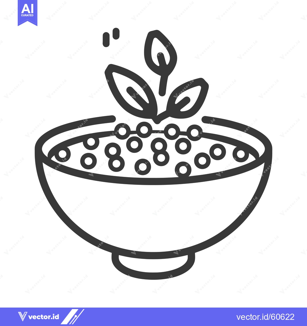 Premium Vector of A Bowl of Food with Fresh Herbs Garnish