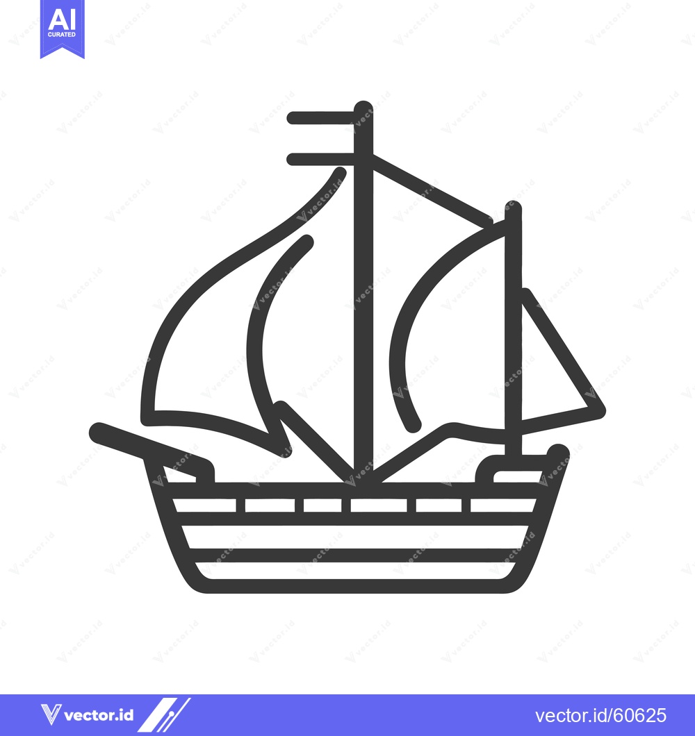 Premium Vector dari A Simple Line Drawing Of A Sailing Ship