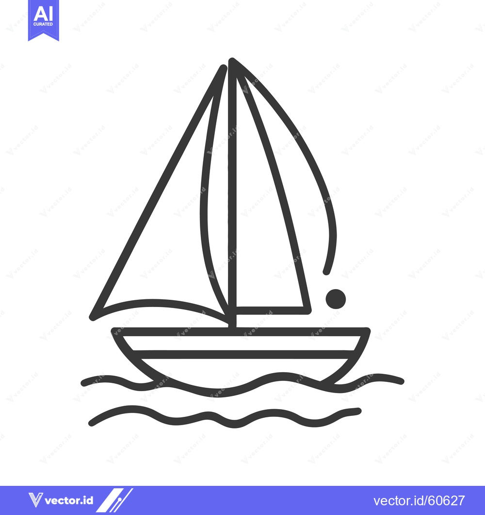 Premium Vector dari Simple Line Drawing Of A Sailboat On Water