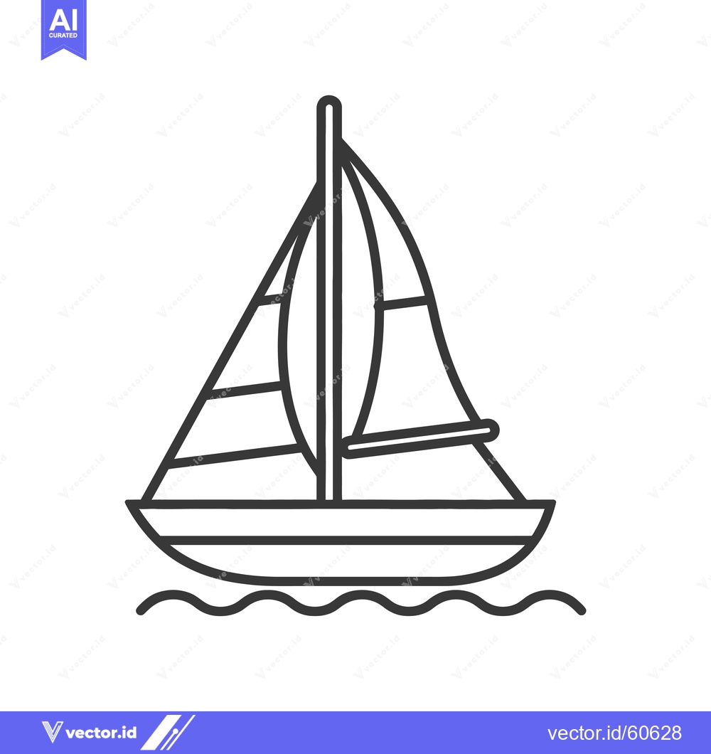 Premium Vector dari A simple line drawing of a sailboat on water