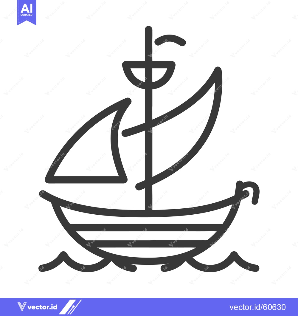 Premium Vector dari Simple Line Drawing Of A Sailing Ship On Water
