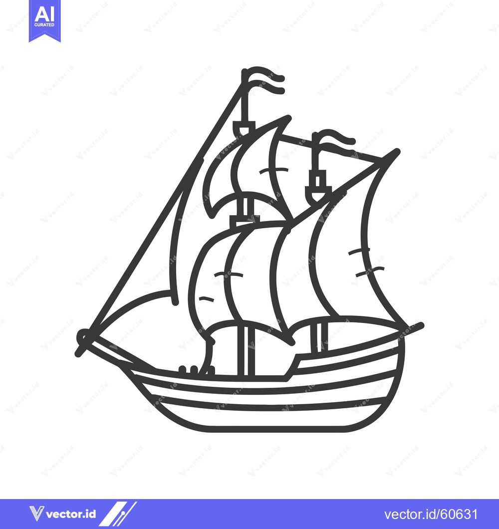 Premium Vector dari A Classic Sailing Ship with Multiple Sails