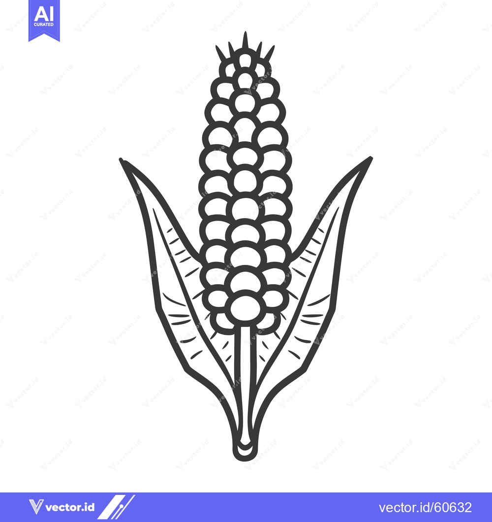 Premium Vector dari Line drawing of a stylized corn plant
