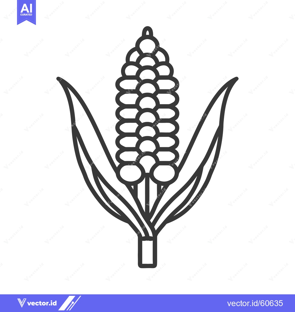 Premium Vector dari Line art drawing of a single ear of corn