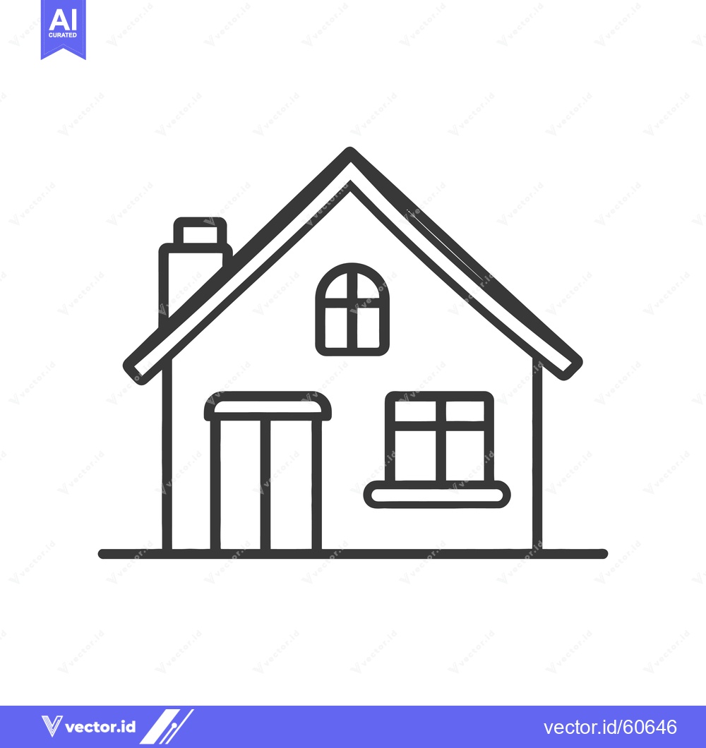 Premium Vector dari Simple Line Drawing Of A House With A Chimney