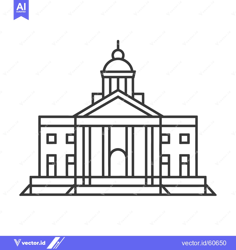 Premium Vector of Classic Government Building Architectural Line Drawing