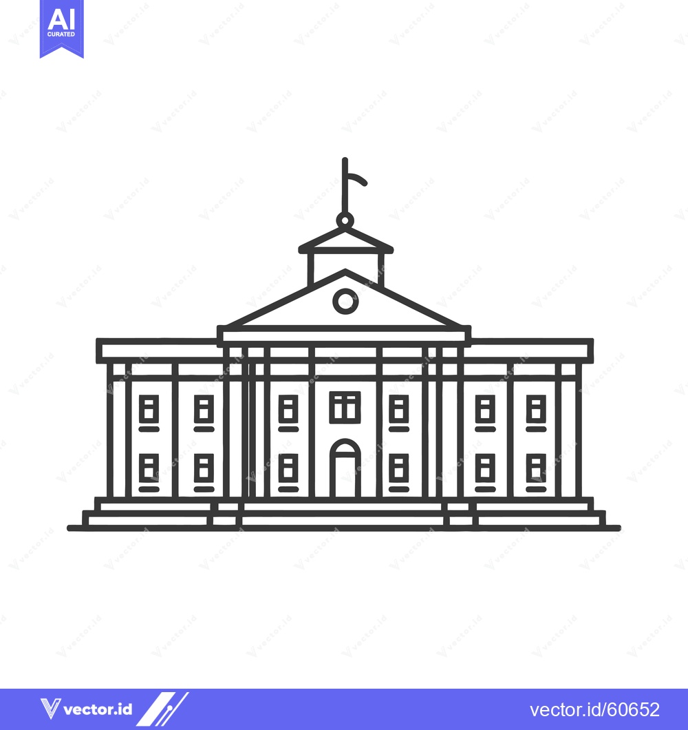 Premium Vector dari Classic Government Building Architectural Line Drawing
