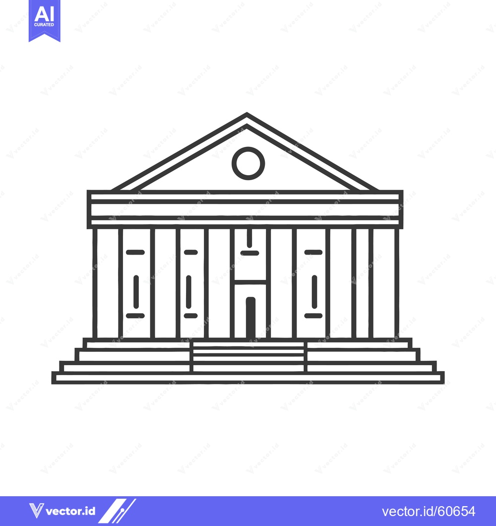Premium Vector dari Classical Building Architectural Line Drawing Design