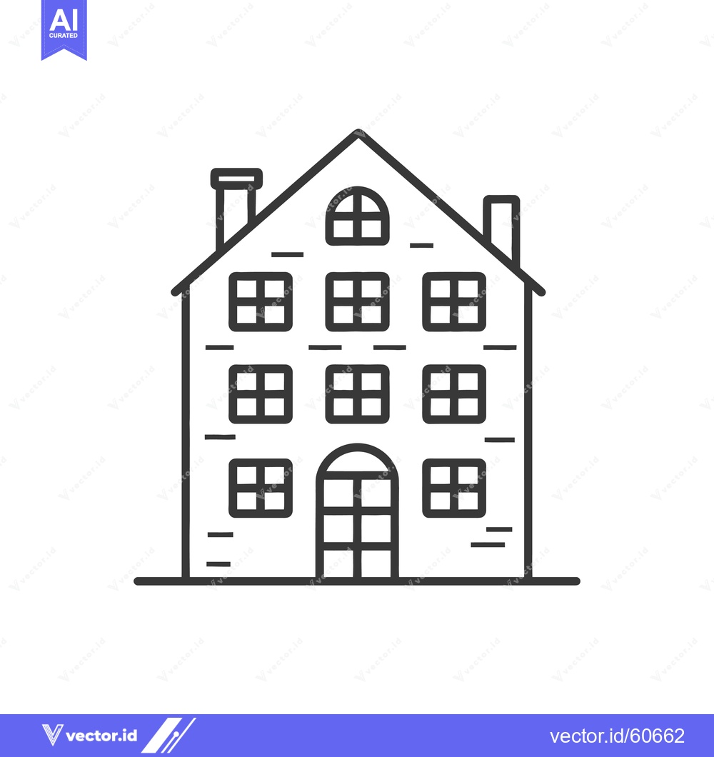 Premium Vector of A Simple Line Drawing Of A Multi Story House