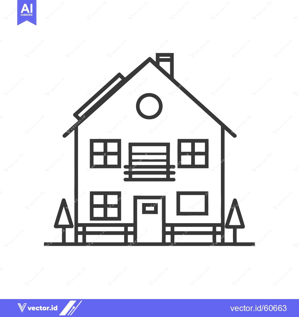 Premium Vector dari Line drawing of a two story house with solar panels