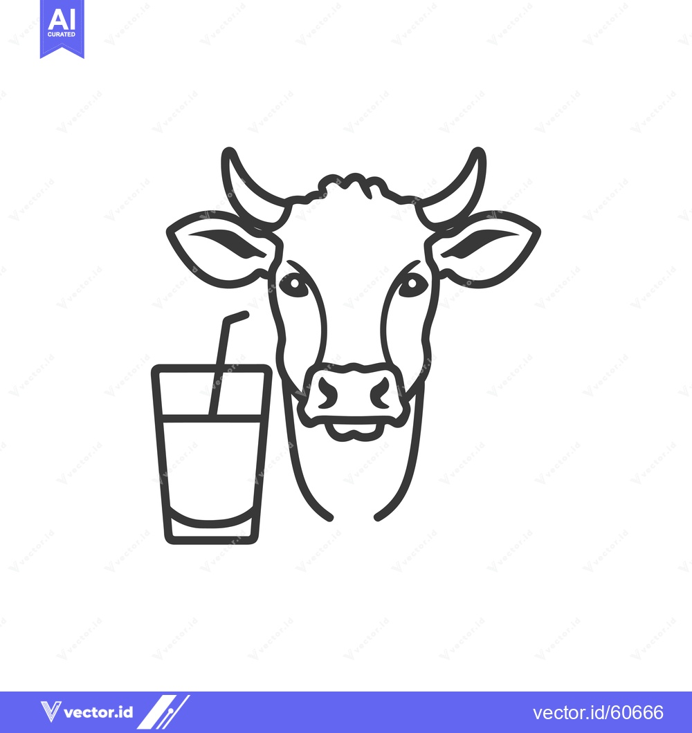 Premium Vector dari Cow drinking milk from a glass with a straw