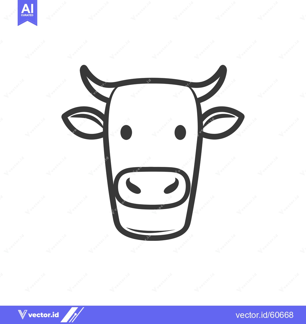 Premium Vector of A Simple Line Drawing Of A Cows Head