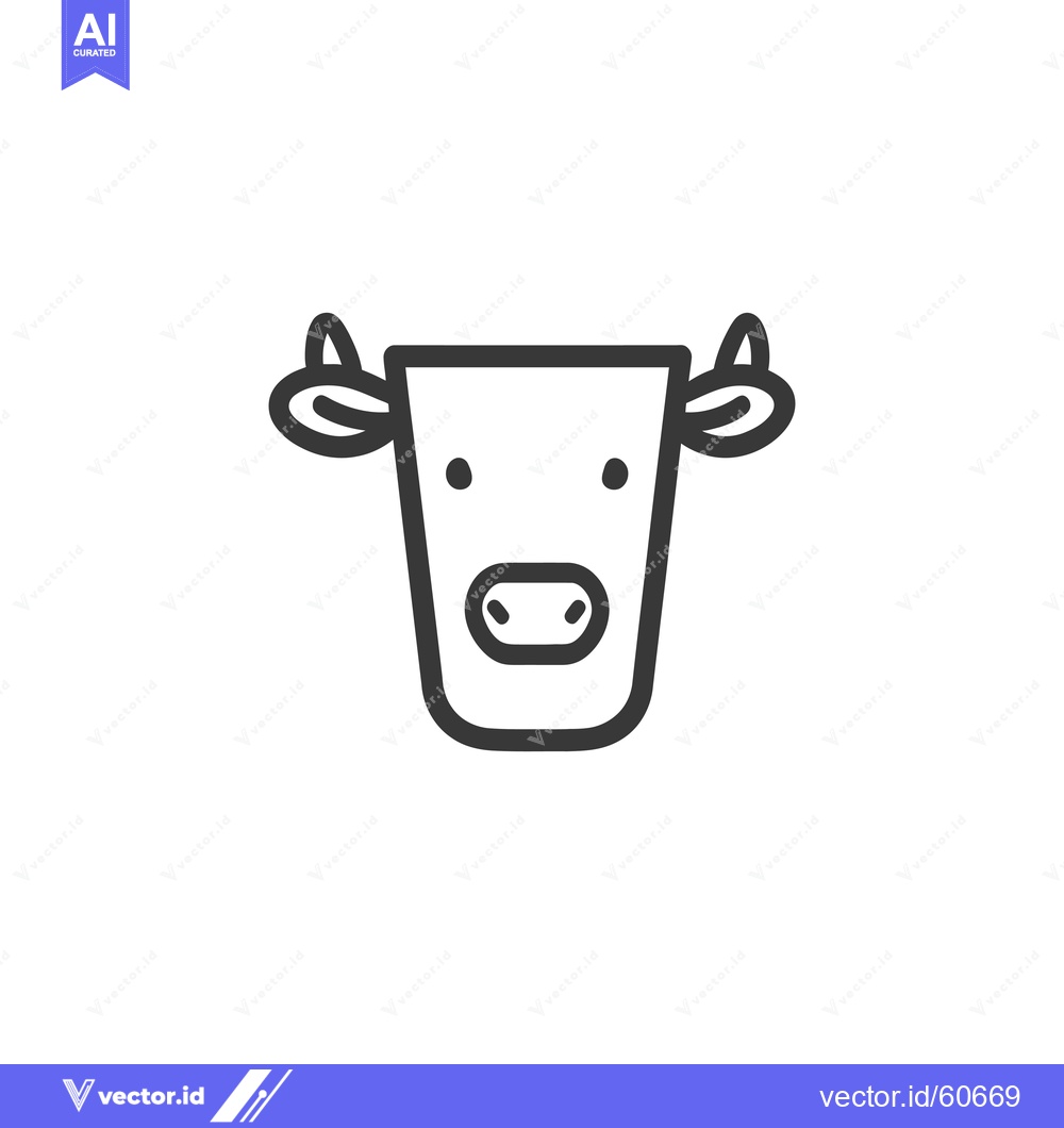 Premium Vector dari Simple Line Drawing Of A Cows Face