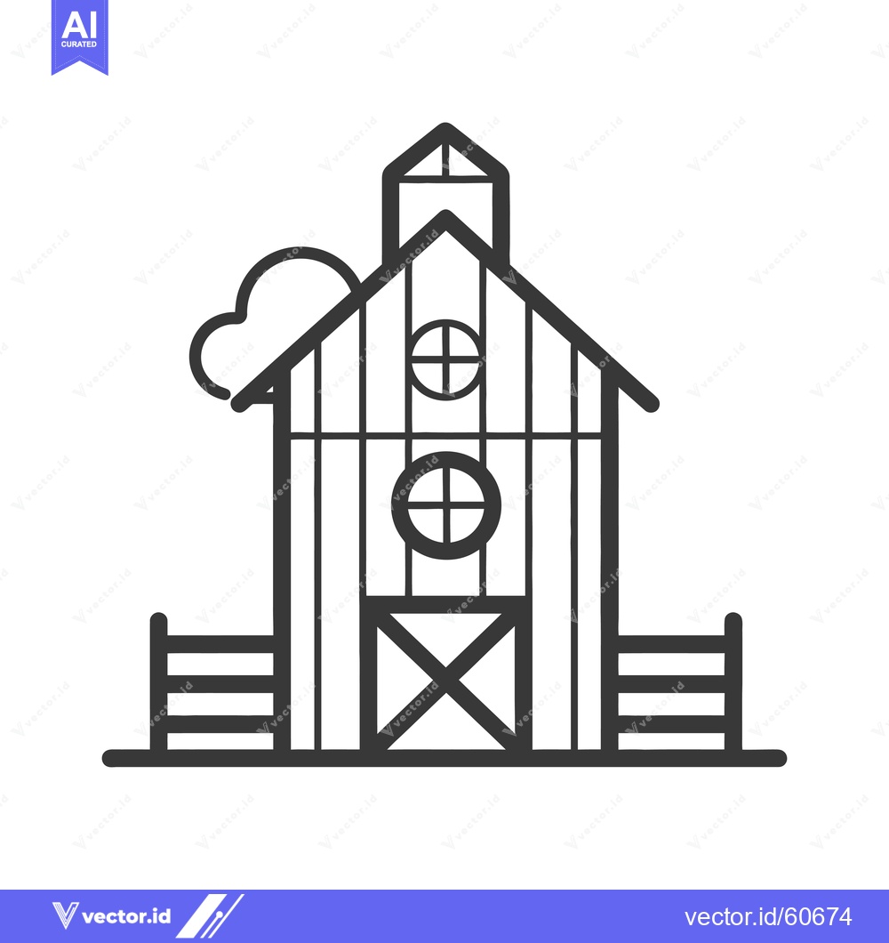 Premium Vector dari Simple Line Drawing Of A Classic Wooden Barn