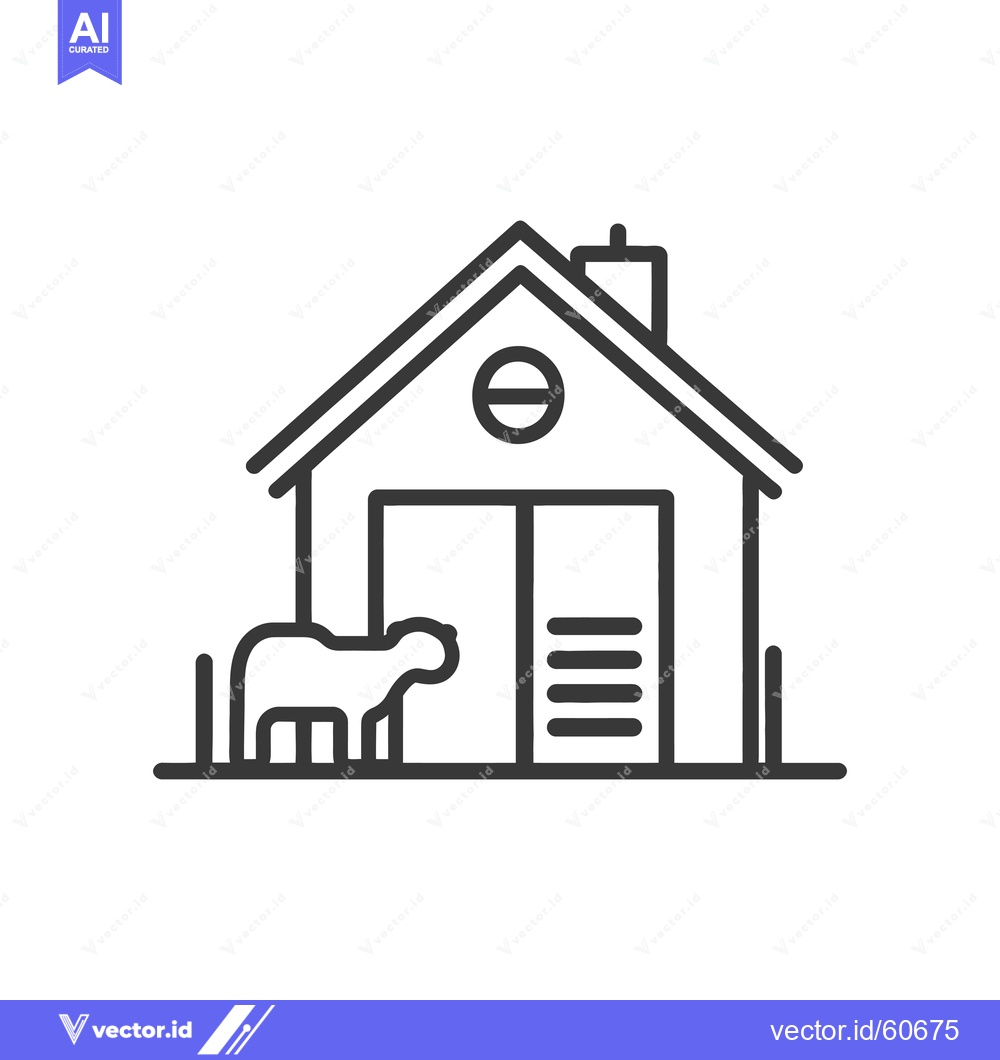 Premium Vector dari Simple line drawing of a sheep and barn