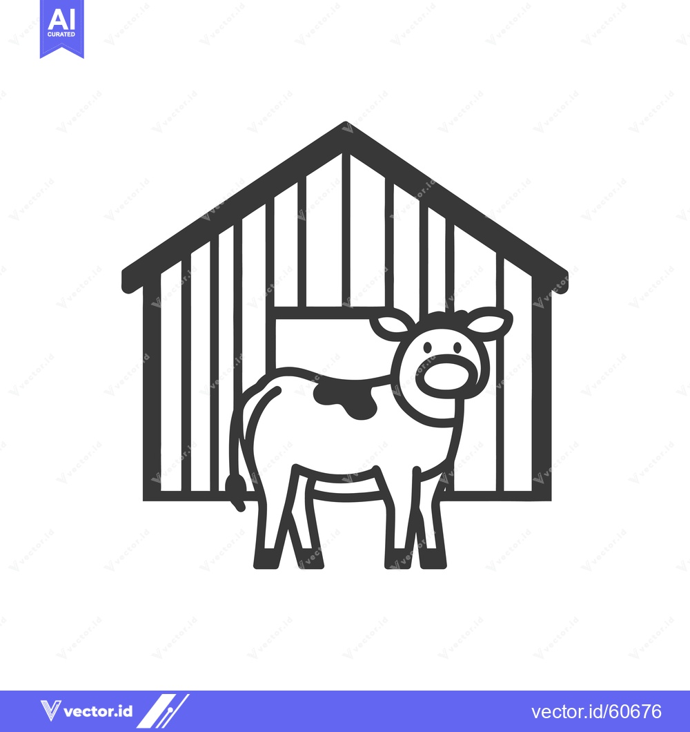 Premium Vector of A Cow Standing Inside A Simple Barn Structure