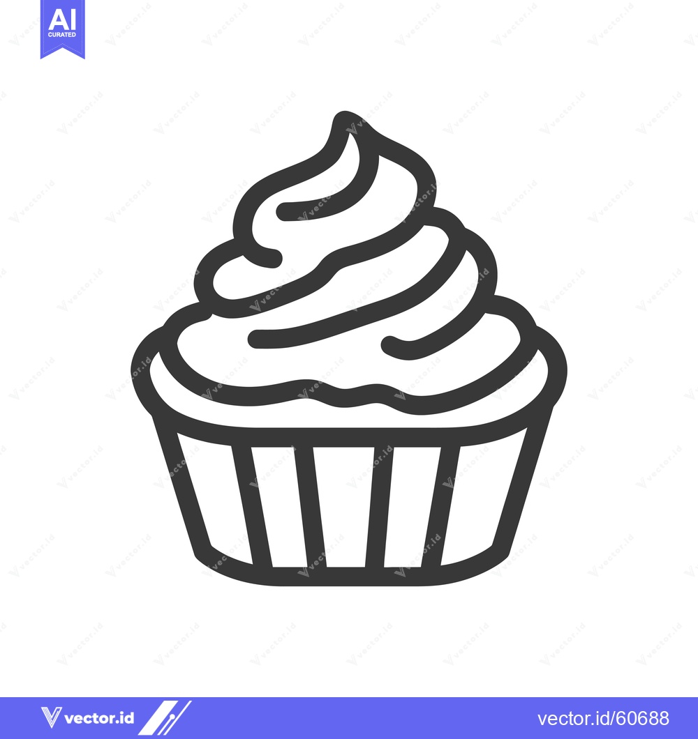 Premium Vector dari A Swirled Cream Topped Cupcake In A Paper Liner