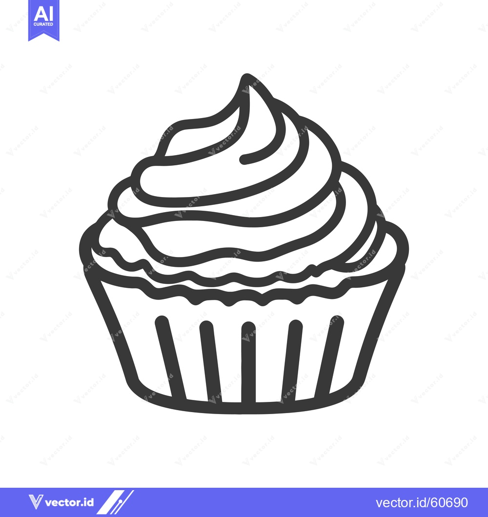 Premium Vector dari A single cupcake with creamy frosting is shown