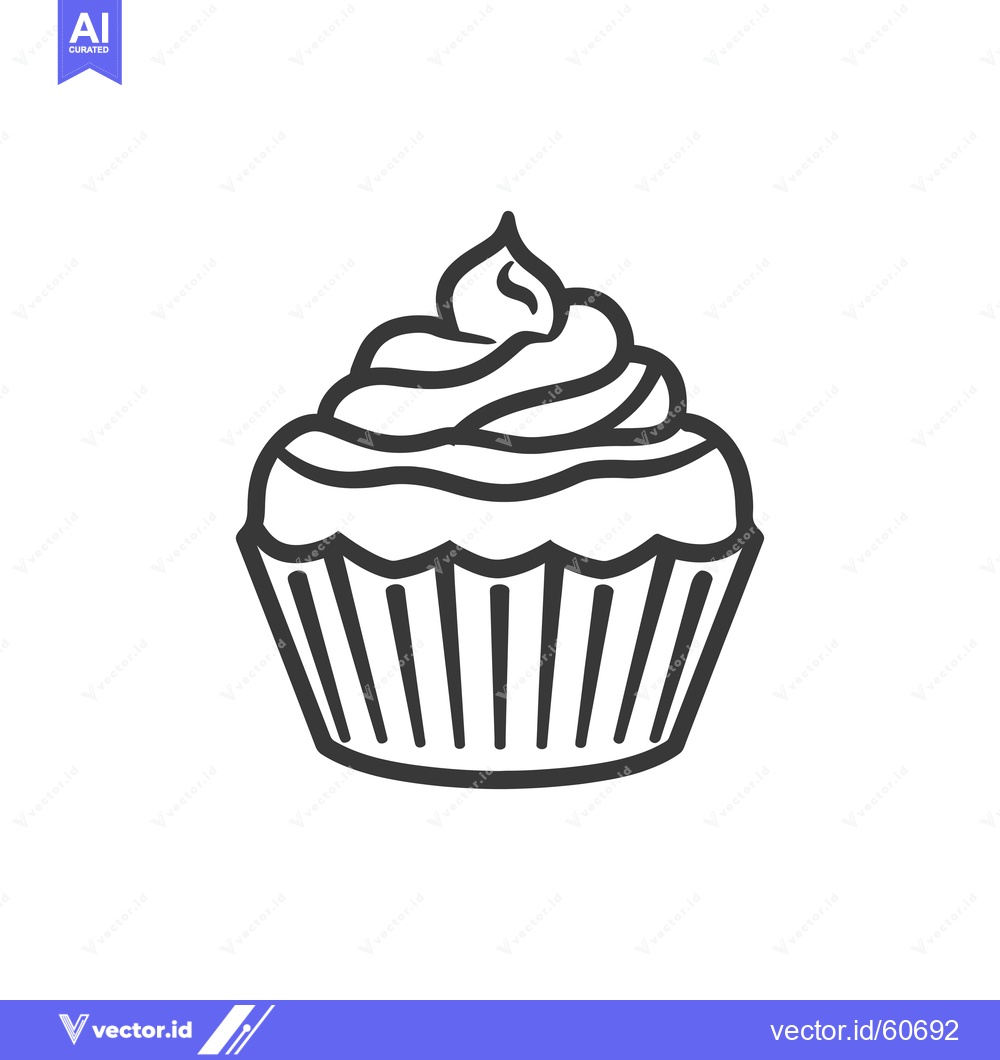 Premium Vector of Delicious Cupcake with Swirled Frosting Design