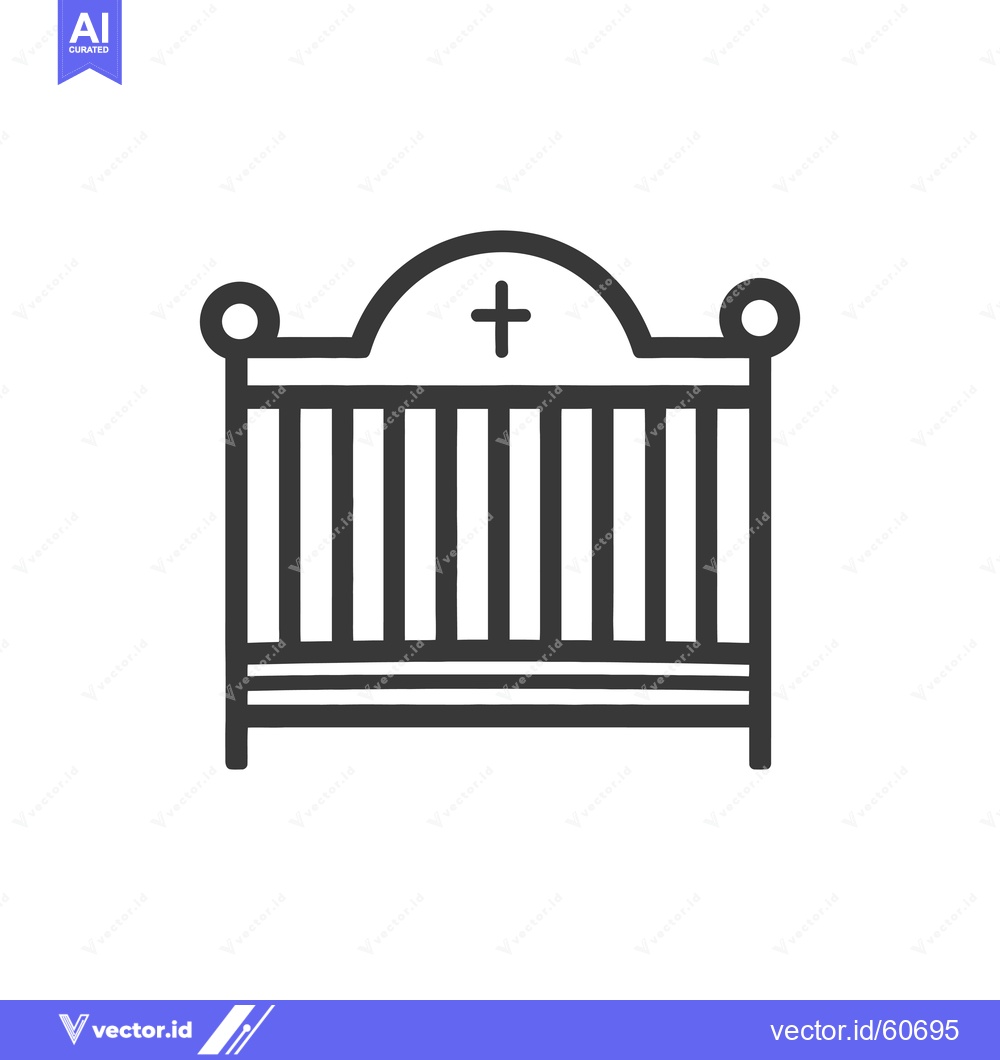 Premium Vector dari Simple Line Drawing Of A Baby Crib