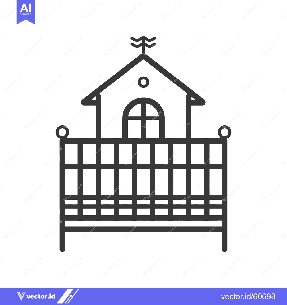 Premium Vector dari Line drawing of a small house with a fence
