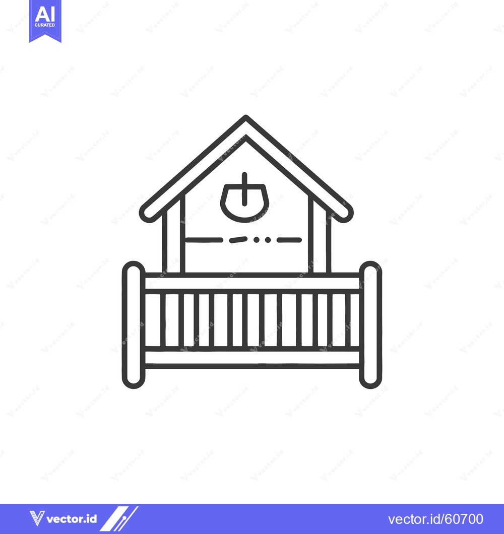 Premium Vector of Line drawing of a crib with a house shaped top