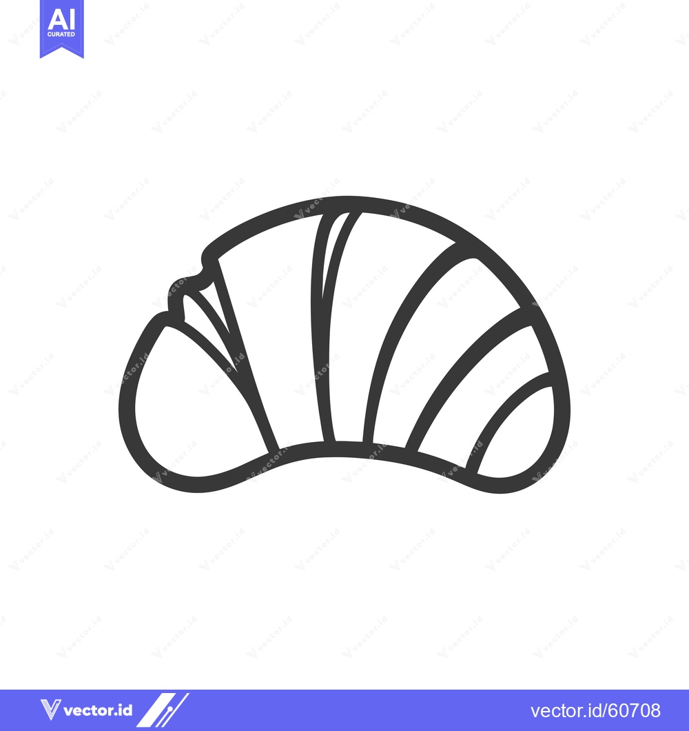 Premium Vector of Line art drawing of a croissant pastry